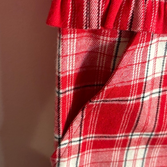 SMASH + TESS Sz S Oversized Red Plaid Long-Sleeve Flannel Ruffle Jumpsuit NEW - Picture 8 of 12